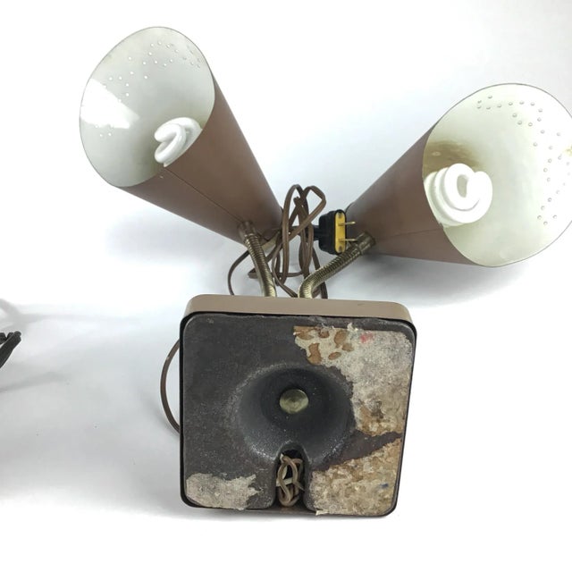 Vintage Mid Century Modern Gooseneck Atomic Style Desk Lamp Double Head For Sale - Image 12 of 13