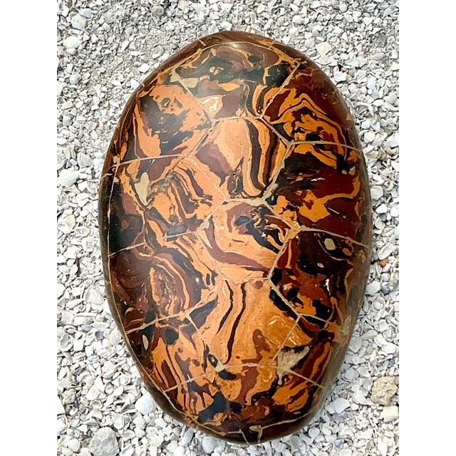 Paint Vintage Boho Artisinal Pigmented Plaster Scagliola Turtle Shell For Sale - Image 7 of 9