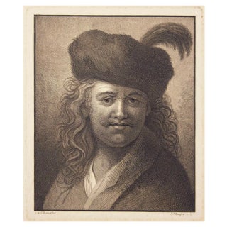 Johann Friedrich Bause, Half-Length Portrait of a Man with a Gag Beard and Cap, 1782, Etching For Sale