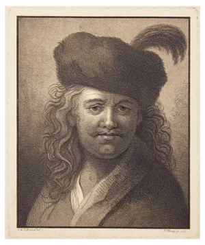 Johann Friedrich Bause, Half-Length Portrait of a Man with a Gag Beard and Cap, 1782, Etching
