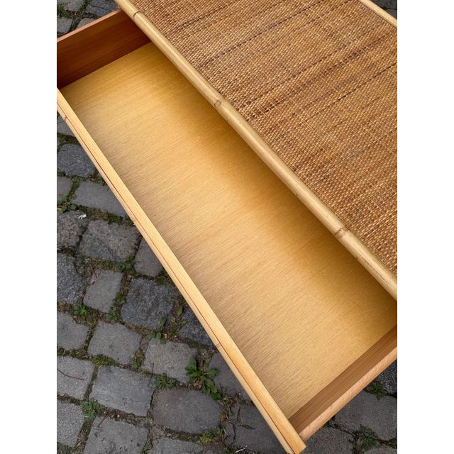Rattan Bamboo Chest of Drawers with Brass Handles from Dal Vera, Italy For Sale - Image 6 of 11