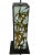 Unique four panel arts and crafts stained glass bamboo lamp with wooden base. This arts and crafts style lamp features...
