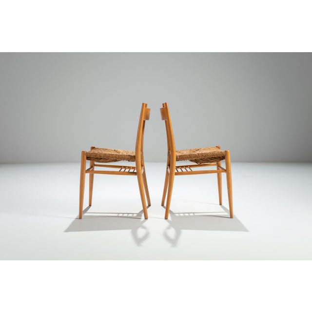 Oak Dining Chairs with Papercord Seats, 1970s, Set of 4 For Sale - Image 4 of 11