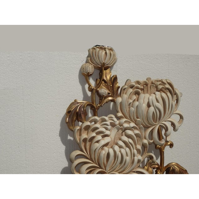 Large 49" Tall Vintage French Country Syroco Gold Flower Wall Plaque Picture For Sale In Los Angeles - Image 6 of 18