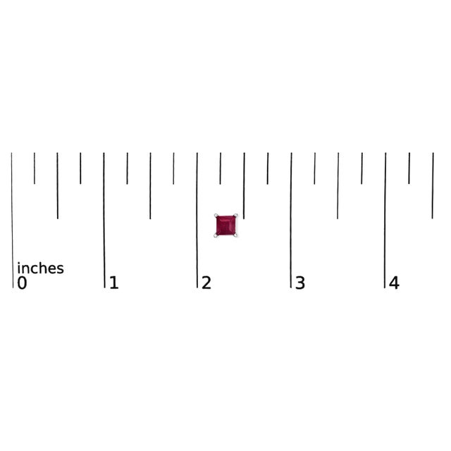 Early 21st Century 14K White Gold 5x5MM Princess Cut Red Ruby Solitaire Stud Earrings For Sale - Image 5 of 5