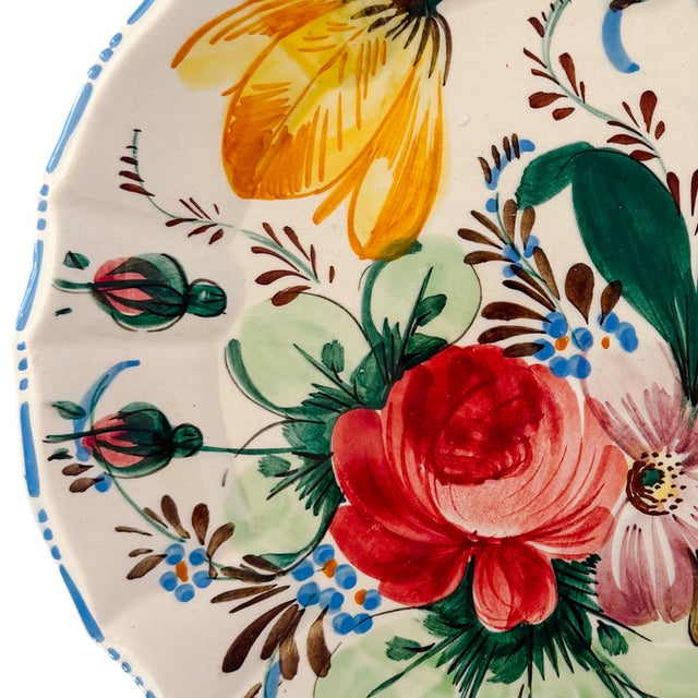 Renaissance 1930s Italian Renaissance Revival Majolica Floral Plate For Sale - Image 3 of 7