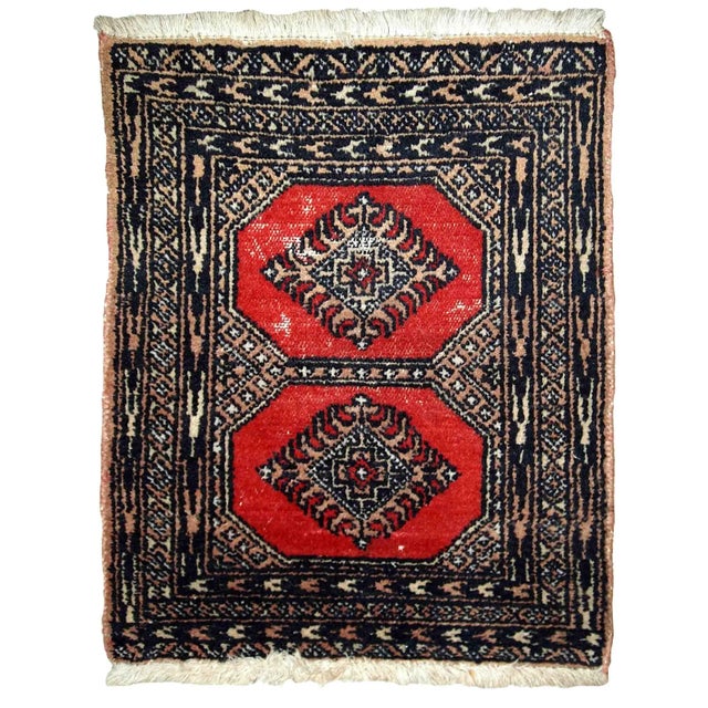 Red 1970s Handmade Vintage Pakistani Lahore Distressed Rug For Sale - Image 8 of 8