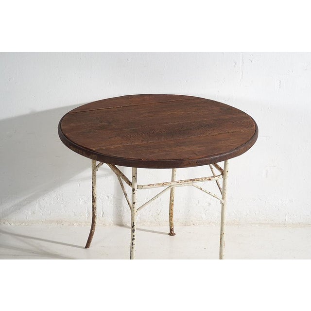 Rustic Antique Round Metal Outdoor Table, France, 1900s For Sale - Image 3 of 12