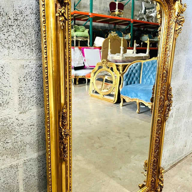 French French Style Gold Floor Mirror – 5 Ft Tall For Sale - Image 3 of 7