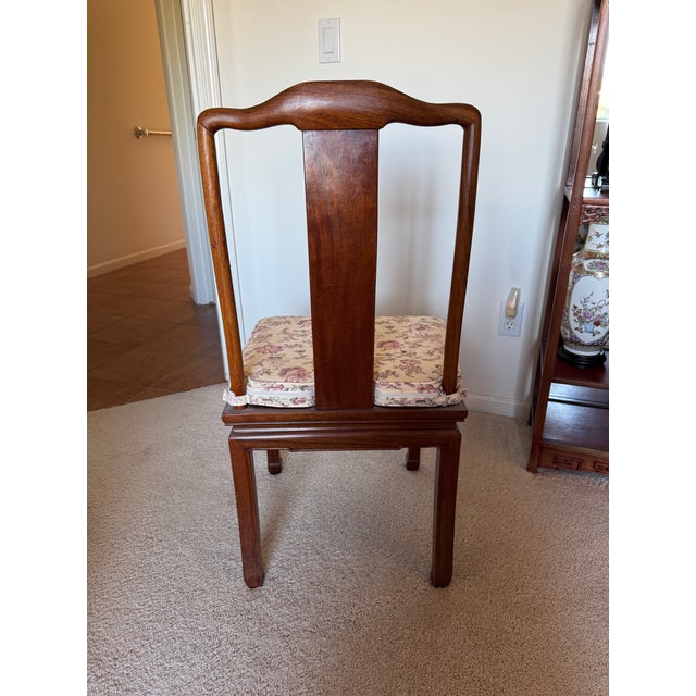 1950s Chinese Ming Style Rosewood Hand-Carved Dining Table With 6 Chairs - Set of 7 For Sale - Image 4 of 10