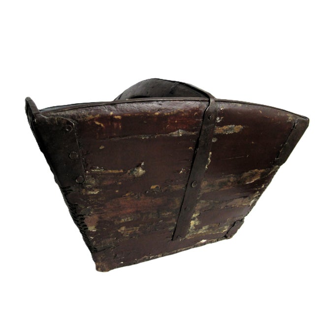 Brown Rustic Antique Chinese Rice Wedding Bucket Basket For Sale - Image 8 of 14