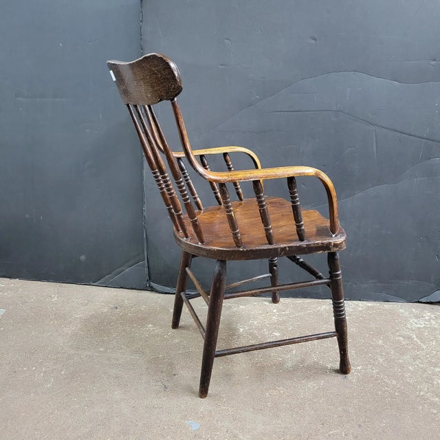 1910s Edwardian Oak Tub Chair For Sale - Image 11 of 16