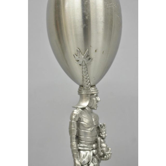 Metal Vintage Royal Order of Jesters Figural Pewter Metal Mirth Is King Award Goblet For Sale - Image 7 of 14