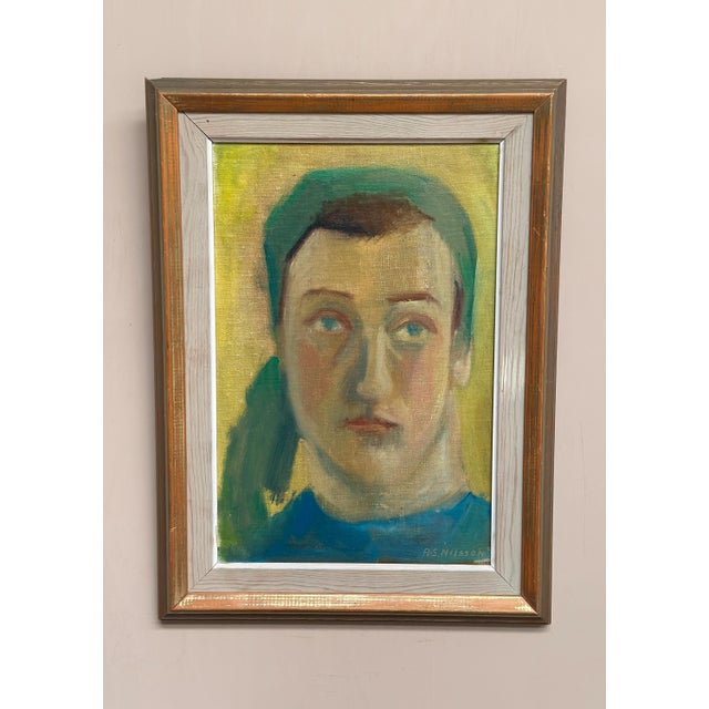 A‑S Nilsson, Portrait, 1950s, Oil Painting on Panel, Framed For Sale - Image 6 of 18