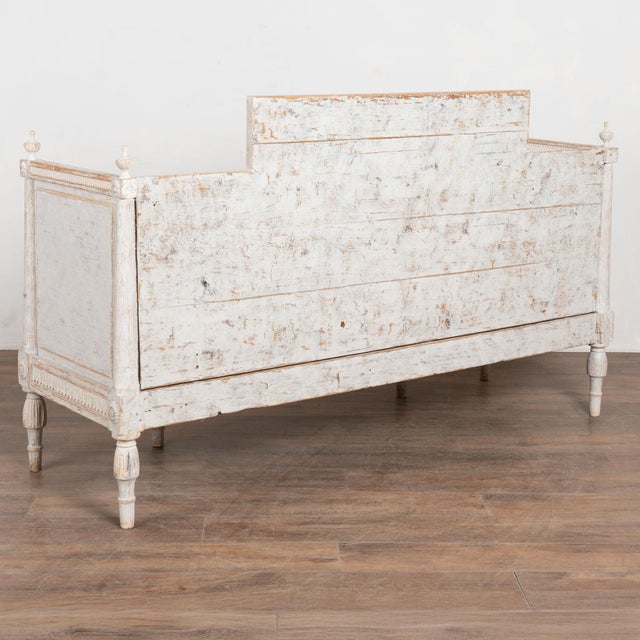 Early 19th Century White Swedish Gustavian Bench Settee With Egg and Dart Carving For Sale - Image 13 of 13