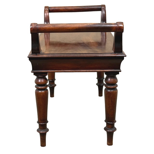 19th Century Victorian Mahogany Window Seat Hall Bench, 1850 For Sale - Image 4 of 12