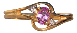Cinco Calle: Pink Sapphire and Natural Diamond Ring in Yellow Gold