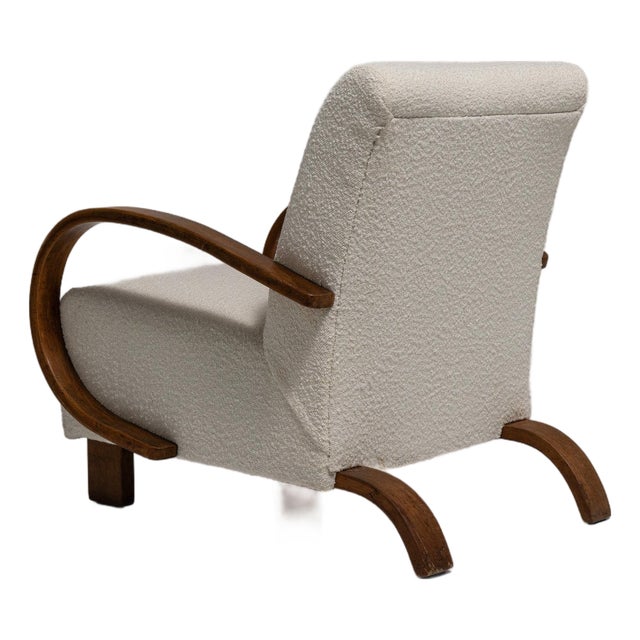 19th Century France Art Deco Cream Wood Armchair For Sale