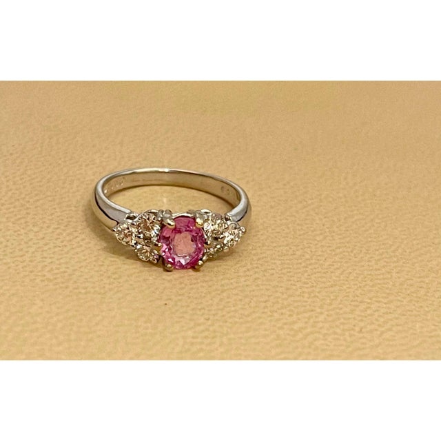 2000 - 2009 0.75 Ct Natural Pink Sapphire & 0.50 Ct Diamond Ring in 18 Karat White Gold For Sale - Image 5 of 18
