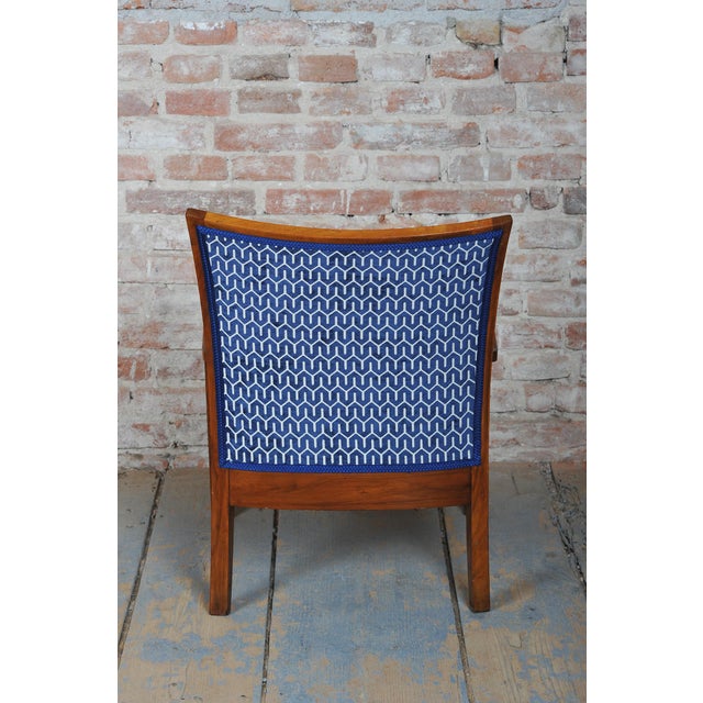 Blue Art Deco Armchair in Walnut, Czech, 1920s For Sale - Image 8 of 13