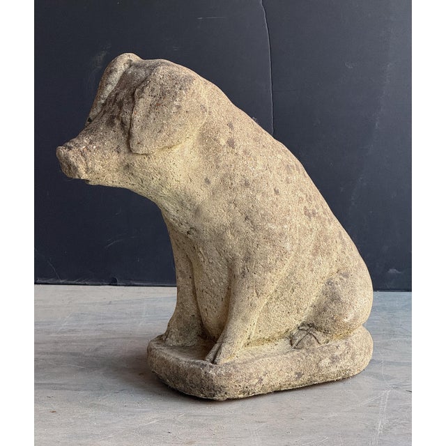 English Garden Stone Statuary Pig For Sale In Austin - Image 6 of 12