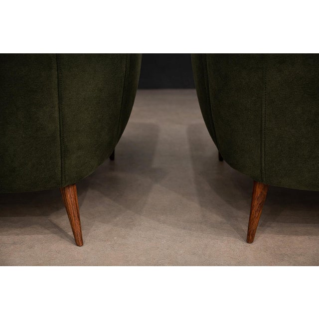 Armchairs with Pouf in Caviúna Wood, Mohair & Bouclé by Carlo Hauner, Brazil, 1950s — Lot 209D For Sale - Image 14 of 17
