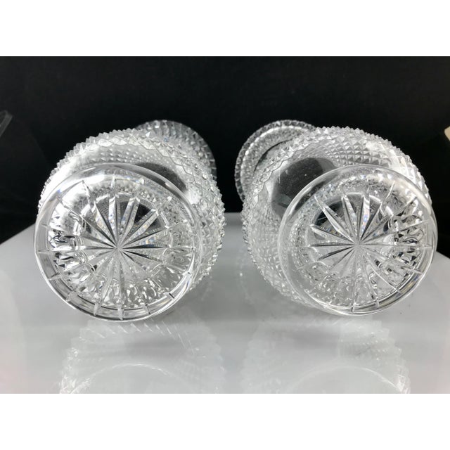 Glass Pair of Antique Pineapple Cut Crystal Vases For Sale - Image 7 of 9