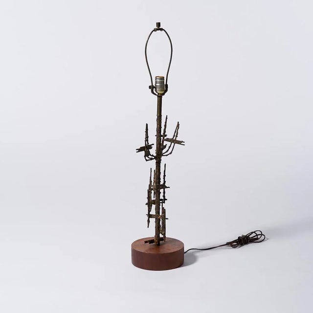 Industrial Vintage Marcello Fantoni for Raymor Brutalist Welded Bronzed Metal Lamp For Sale - Image 3 of 5