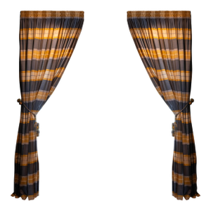 Custom High Quality Blue & Gold Window Drapes