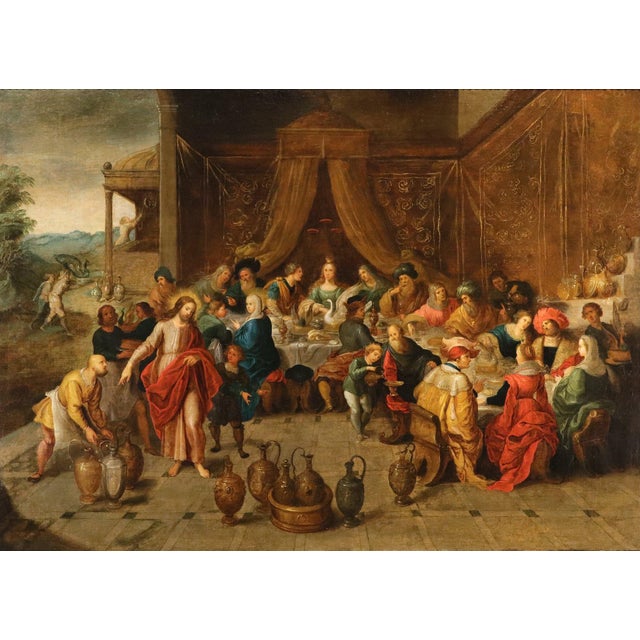 After Frans Francken II, The Wedding at Cana, 17th Century, Oil Painting on Canvas, Framed For Sale - Image 15 of 15
