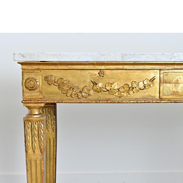 Italian 18th Century Giltwood Console with Original Marble Top For Sale - Image 4 of 18