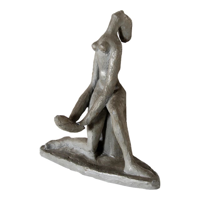 Sitting Woman Sculpture with Painted Patina, Ruth Gutman For Sale