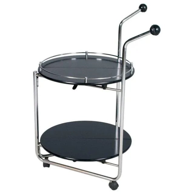 Contemporary Vintage Chromed-Steel & Lacquered Wood Bar Trolley, 1990s For Sale - Image 3 of 6