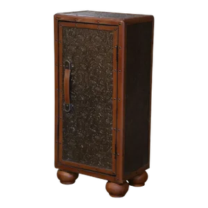 Late 20th Century Spanish Embossed Leather Suitcase-Form Cabinet on Bun Feet