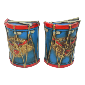 Patriotic Continental Americana Drum Bookends, a Pair