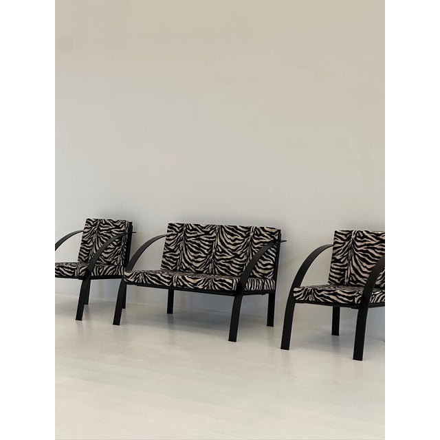 Sofa and Animalier Armchairs with Metal Frames, 1980s, Set of 3 For Sale - Image 6 of 18