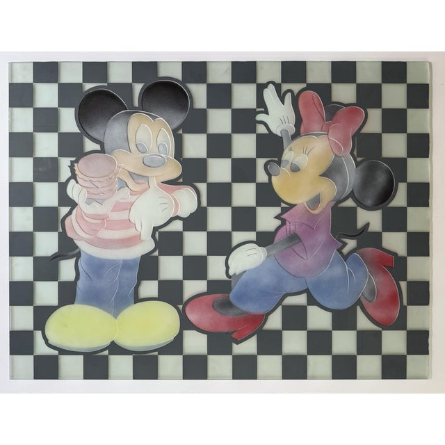 Silver Custom Design Minnie Mouse and Mickey Mouse Carved Painted Ceiling or Window Panel For Sale - Image 8 of 10