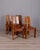 Set of four chairs with wooden frame and curved backrest, leather seat, Italian design, 1950s.