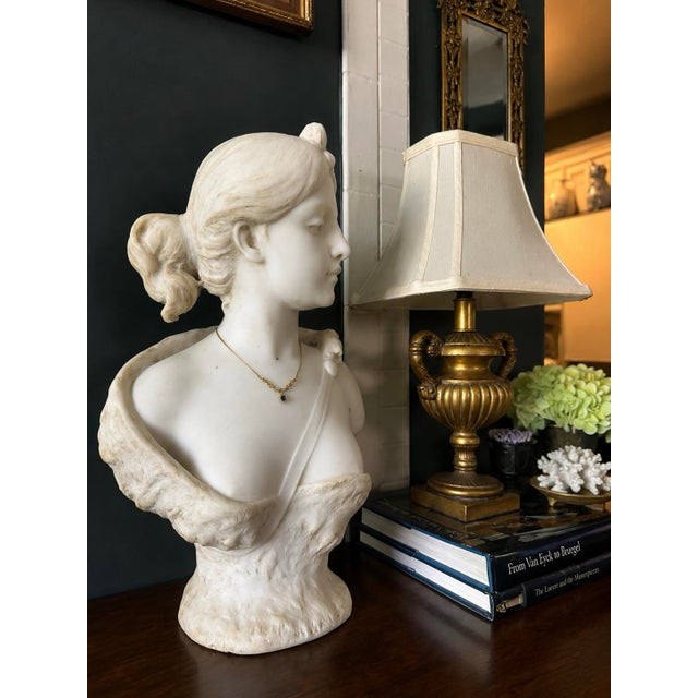 Late 19th Century Bust of Diana Carved in Florence From White Carrara Marble, Late 19th - Early 20th-Century Signed F.lli Pugi Firenze For Sale - Image 5 of 7