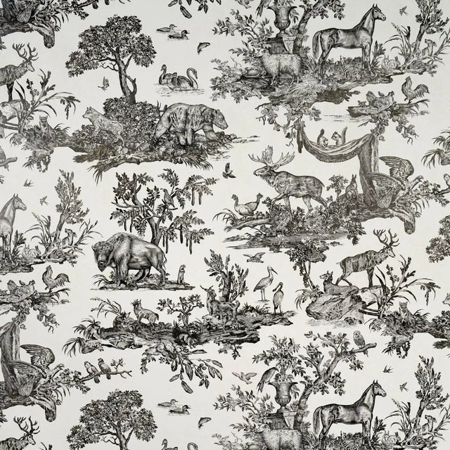 SAMPLE - Schumacher Western Toile Wallpaper In Carbon For Sale