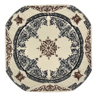 Late 19th Century Square Diane Plate in Polychrome Earthenware from Longchamp For Sale