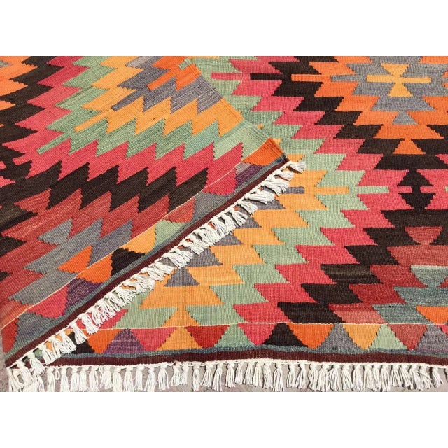 Vintage Turkish Kilim Rug - 75" X 112" For Sale - Image 10 of 11