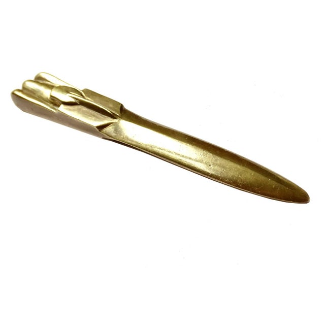 French Art Deco Race Car Shaped Letter Opener in Bronze, 1930s For Sale - Image 4 of 11