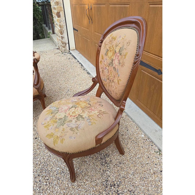 Antique Victorian Needlework Parlor Chair For Sale - Image 9 of 18