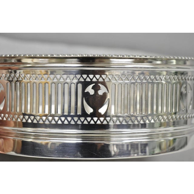 Antique Gorham English Edwardian Silver Plated "Urns" Large 9" Bar Wine Coaster For Sale - Image 4 of 12