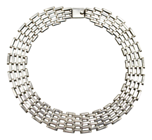Vintage Sterling Silver Taxco Wide-Link Collar Necklace