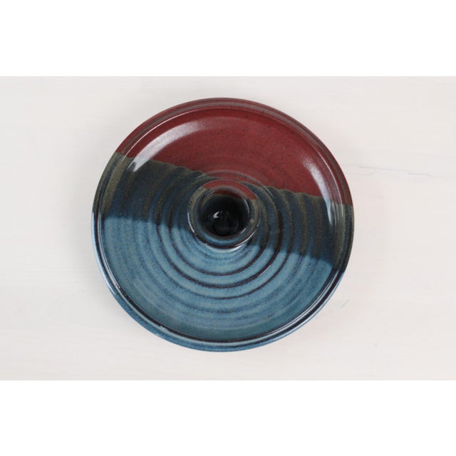 Rustic 1970s Studio Pottery Serving Platter With Center Bowl For Sale - Image 3 of 11