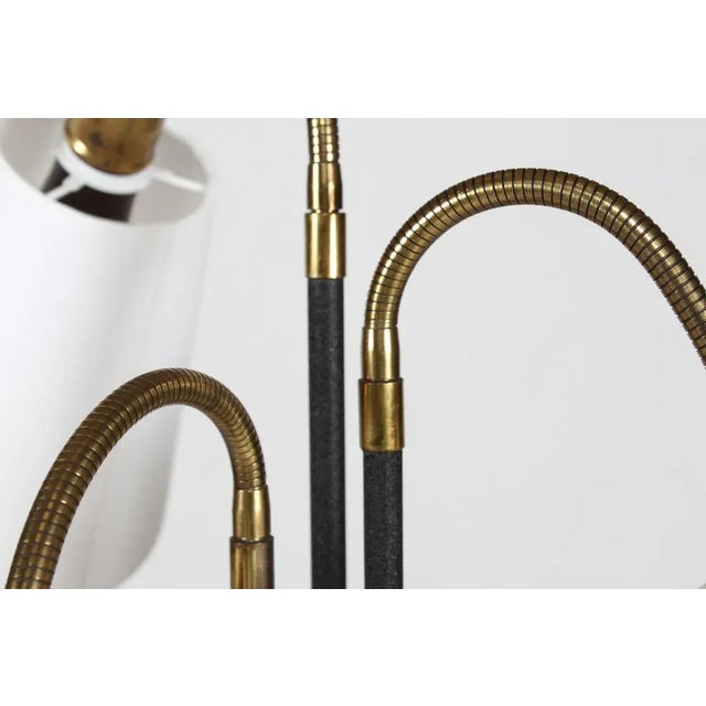 Josef Frank 3-Armed Floor Lamp in Brass and Black Lacquered Metal in the Style of Josef Frank, 1950s For Sale - Image 4 of 13