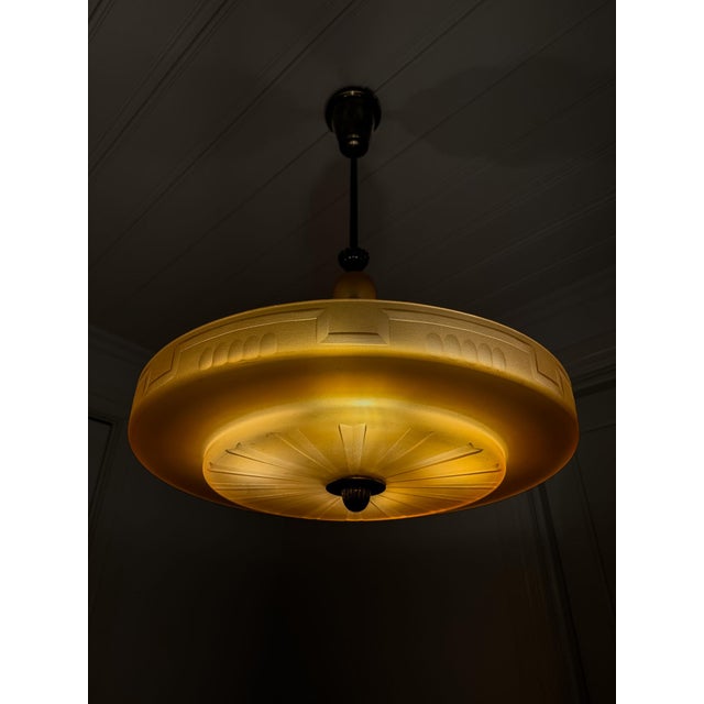 Swedish Grace Ceiling Lamp in Havana Glass by Chr. Bergh & Co., 1930s For Sale - Image 15 of 16
