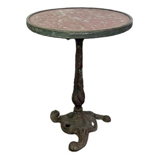 Antique French Bistro Table With Rosso Verona Marble Top For Sale